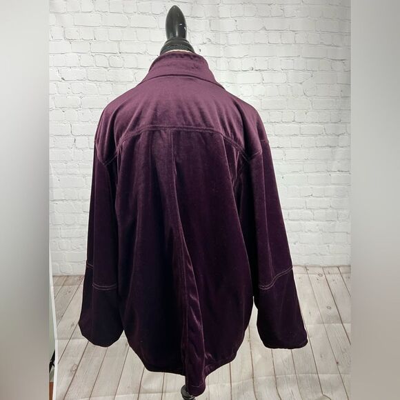Vintage CS Signature Reversible Velvet Purple Coat Drawstring Jacket Sz Large - Picture 7 of 8